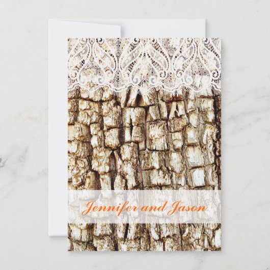 Rustic Country Camo Oranje Bow Wedding Invitations Kaart (Achterkant)