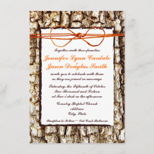 Rustic Country Camo Oranje Bow Wedding Invitations Kaart