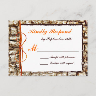 Rustic Country Camo Oranje Bow Wedding RSVP