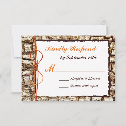Rustic Country Camo Oranje Bow Wedding RSVP (Voorkant)
