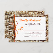 Rustic Country Camo Oranje Bow Wedding RSVP (Voorkant / Achterkant)