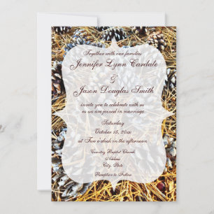 Rustic Country Camo Pine Cones Wedding Invitation Kaart