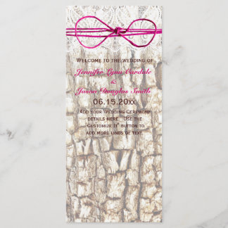 Rustic Country Camo Pink Bow Wedding Invitations Programma