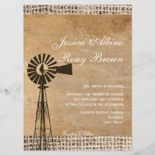 Rustic Country Canvas Burlap Windmill Kaart