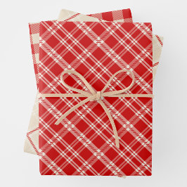 Rustic Country Chic Cream & Red Mixed Plaid Inpakpapier Vel