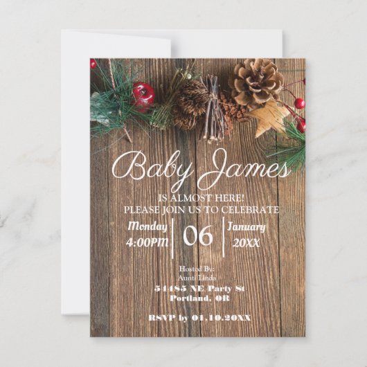 Rustic Country Christmas Baby shower Kaart (Voorkant)