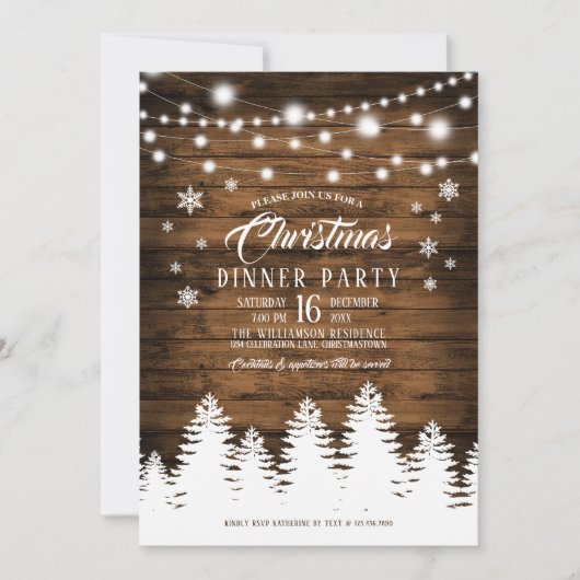 Rustic Country Christmas Dinner Party Invitation (Devant)