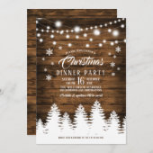 Rustic Country Christmas Dinner Party Invitation (Devant / Derrière)