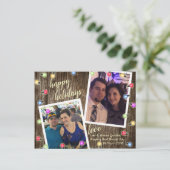 Rustic Country Christmas Lights Foto Briefkaart (Staand voorkant)