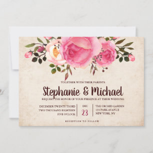 Rustic Country Classy Floral Faire-part de mariage