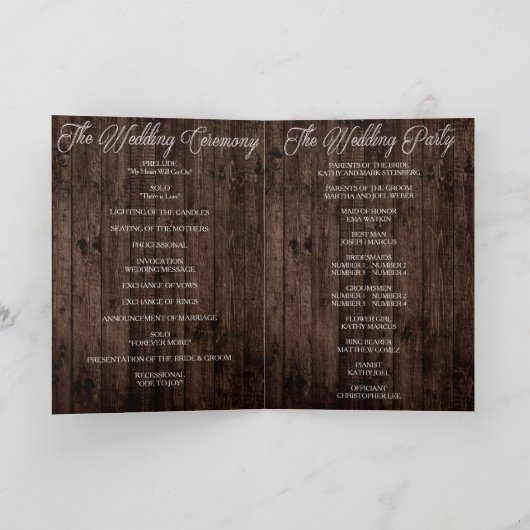 Rustic Country Couple Photo Wedding Programme (Intérieur)