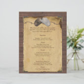 Rustic Country Cowboy Petten Wedding Menu (Staand voorkant)