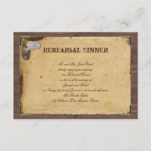 Rustic Country Cowboy Petten Wedding Rehearsal Kaart