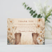 Rustic Country Daisy Boots Wedding Bedankkaart (Staand voorkant)