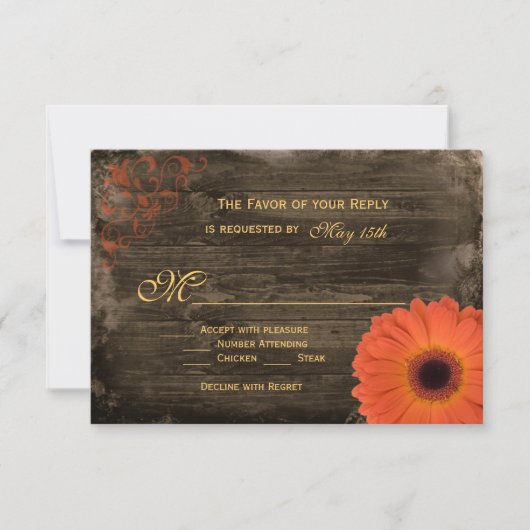 Rustic Country Daisy Grange Bois Wedding Cartes RS (Devant)