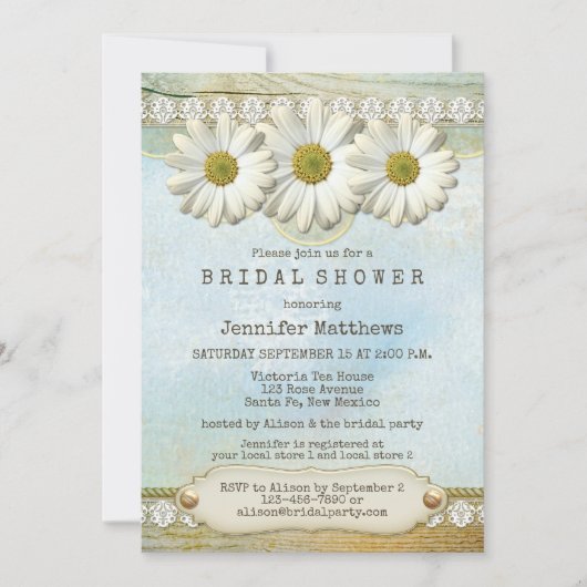 Rustic Country Daisy Invitation de la douche nupti (Devant)