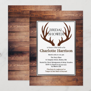Rustic Country Deer Antlers Vrijgezellenfeest Kaart