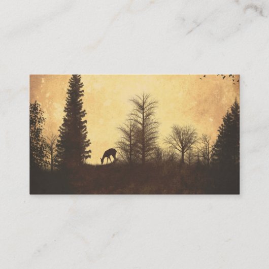 Rustic Country Deer in Trees Visitekaartje (Voorkant)