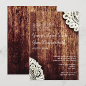 Rustic Country Dentelle en bois Invitations de mar (Devant / Derrière)