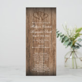 Rustic Country Double Coeurs Wood Wedts Programme (Debout devant)