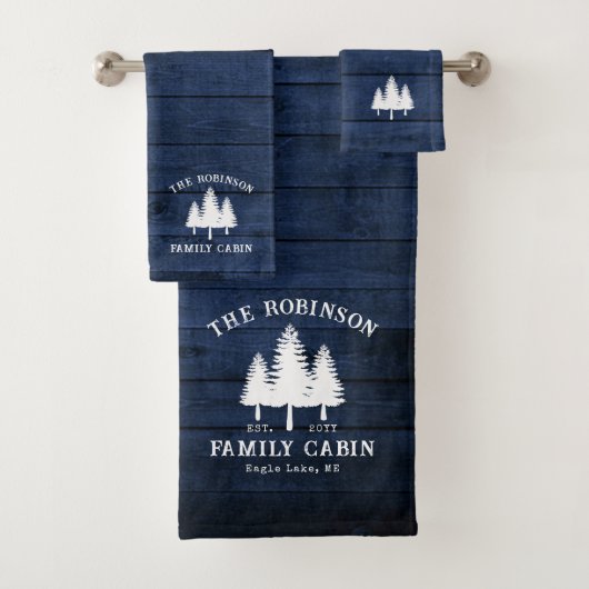 Rustic Country Family Cabine Arbres Blue Wood Impr (En situation)