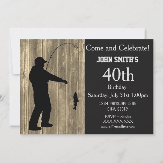 Rustic Country Fishing Invitations d'anniversaire (Devant)