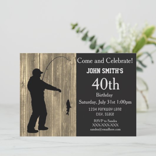 Rustic Country Fishing Invitations d'anniversaire (Debout devant)