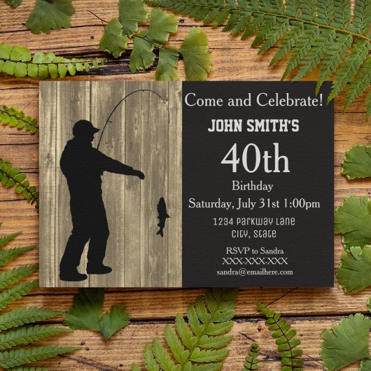 Rustic Country Fishing Invitations d'anniversaire