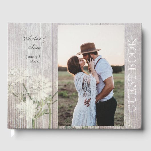 Rustic Country Floral Bois & Photo Livre d'or (Recto)