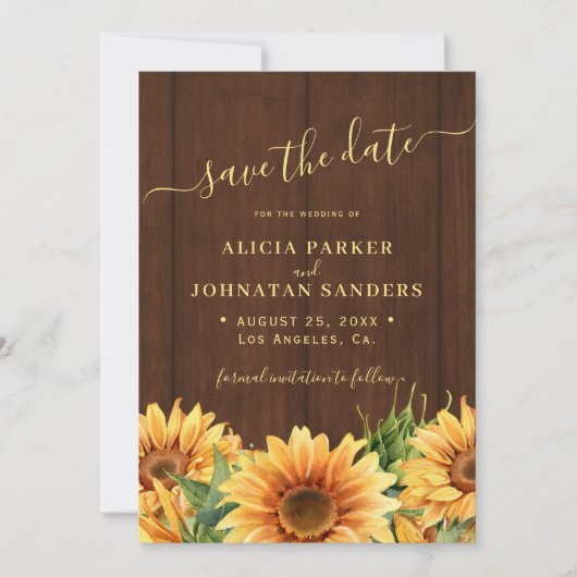 Rustic country floral garden barn wood wedding save the date (Voorkant)