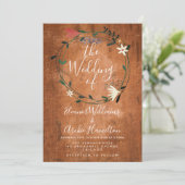 Rustic Country Floral Garland Faire-part de mariag (Debout devant)