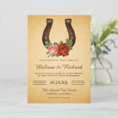 Rustic Country Floral Horseshoe Faire-part de mari (Debout devant)