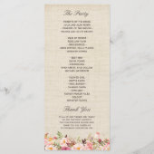 Rustic Country Floral Lace Burlap Programme de mar (Dos)