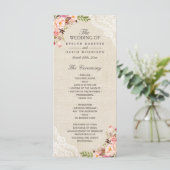 Rustic Country Floral Lace Burlap Programme de mar (Debout devant)