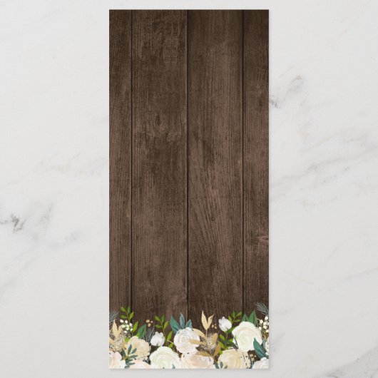 Rustic Country Floral String Lights Menu Mariage (Dos)