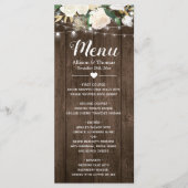 Rustic Country Floral String Lights Menu Mariage (Devant)