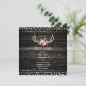 Rustic Country Glam Flowers & Antlers Uitnodiging (Staand voorkant)