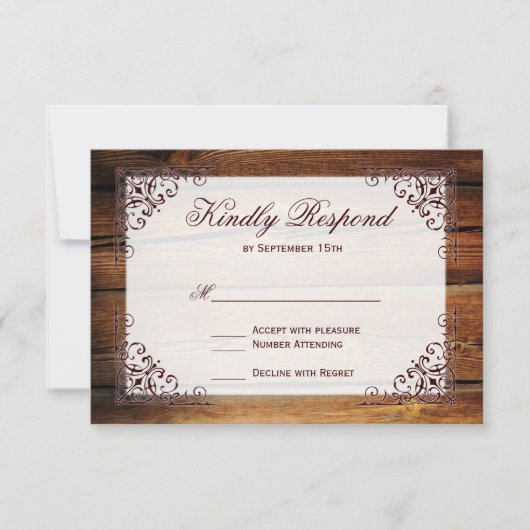 Rustic Country Grange Bois Cadre Mariage RSVP Cart (Devant)