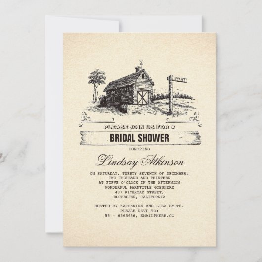 Rustic Country Grange Bridal Shows Invitations (Devant)