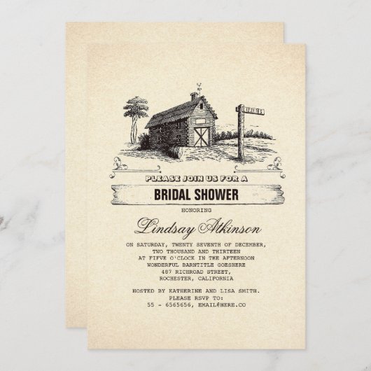 Rustic Country Grange Bridal Shows Invitations (Devant / Derrière)