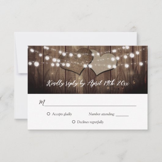 Rustic Country Grange Jardin Mariage Cartes RSVP (Devant)