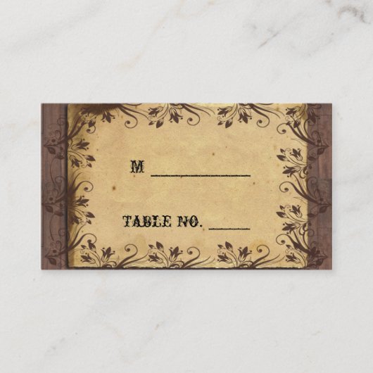 Rustic Country Grange Mariage Bois Cartes de Place (Devant)