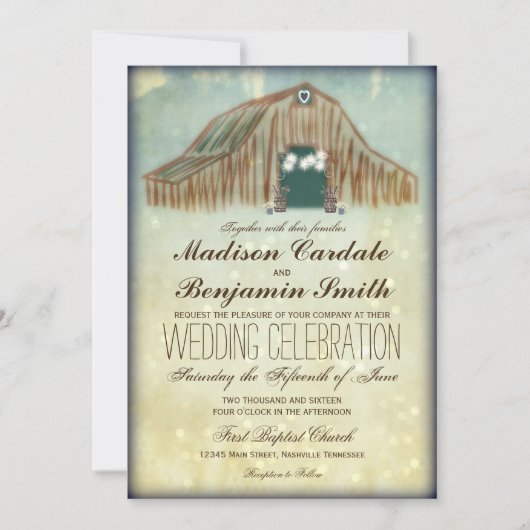 Rustic Country Grange Mariage Invitations (Devant)
