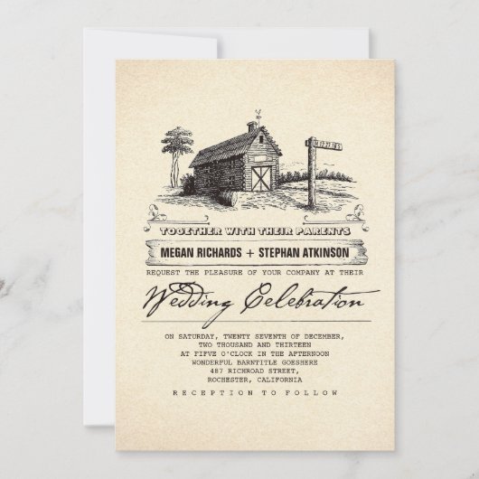 Rustic Country Grange Mariage Invitations