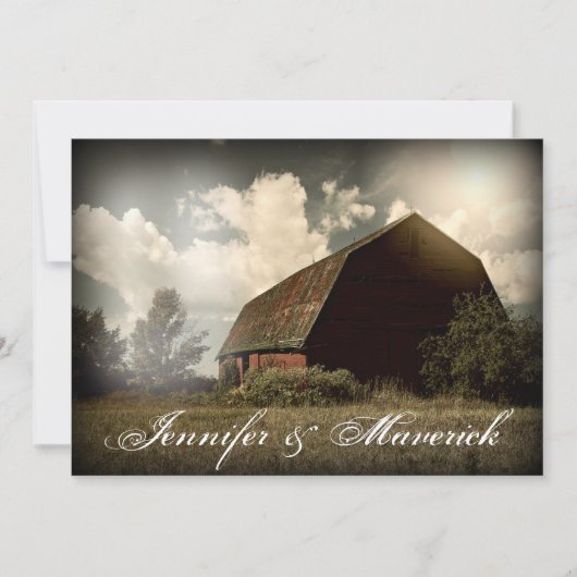 Rustic Country Grange Mariage Invitations (Devant)
