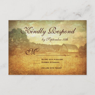 Rustic Country Grange Perdu Mariage Cartes RSVP