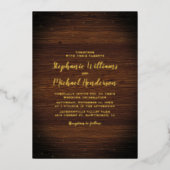 Rustic Country Grange Real Gold Foil Invitation (Recto)