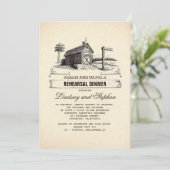 Rustic Country Grange Rehearer Dîner Invitations (Debout devant)