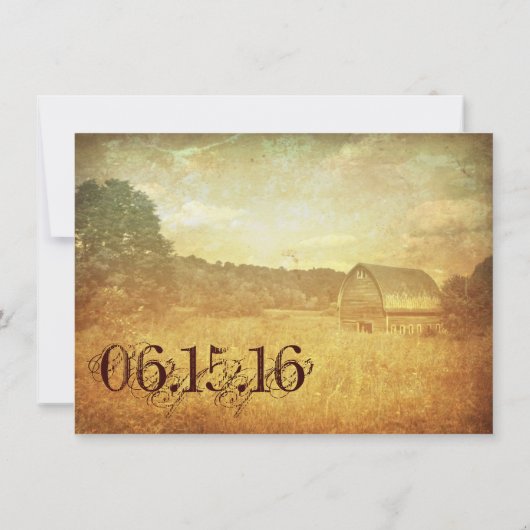 Rustic Country Grange Trouvé Mariage Invitations (Dos)