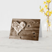 Rustic Country Grange Wood Heart Carte de voeux (Fleur jaune)